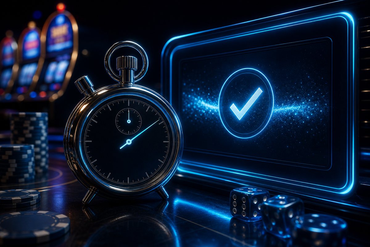 Stopwatch beside a glowing withdrawal confirmation on an illuminated casino payments board