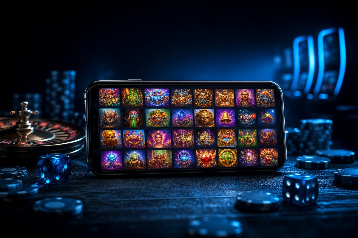 Pulsz sweeps casino slot lobby shown on a smartphone with the 300-plus game catalog scrolling during our review